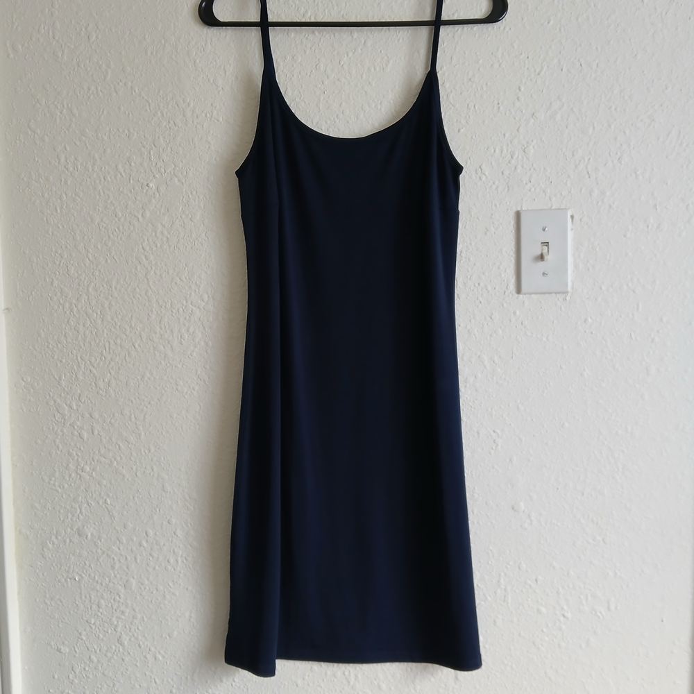 Navy Blue Minimalist Slip Dress Women Small
